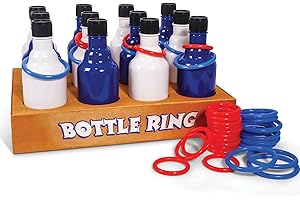 Classic Ring Toss Bottle Carnival Game with Portable Base Box, 60 Pieces