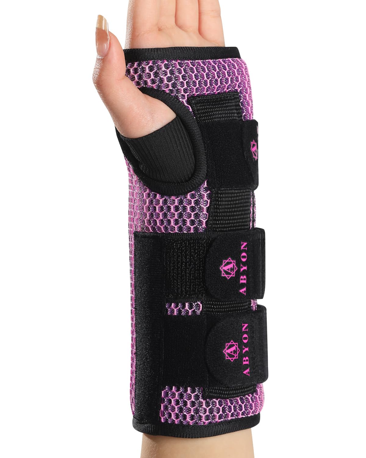 ABYON férula de muñeca para túnel carpiano – Soporte nocturno para alivio del dolor, tendinitis, artritis y esguinces. Ligera, transpirable y acolchada, apta para hombres y mujeres
