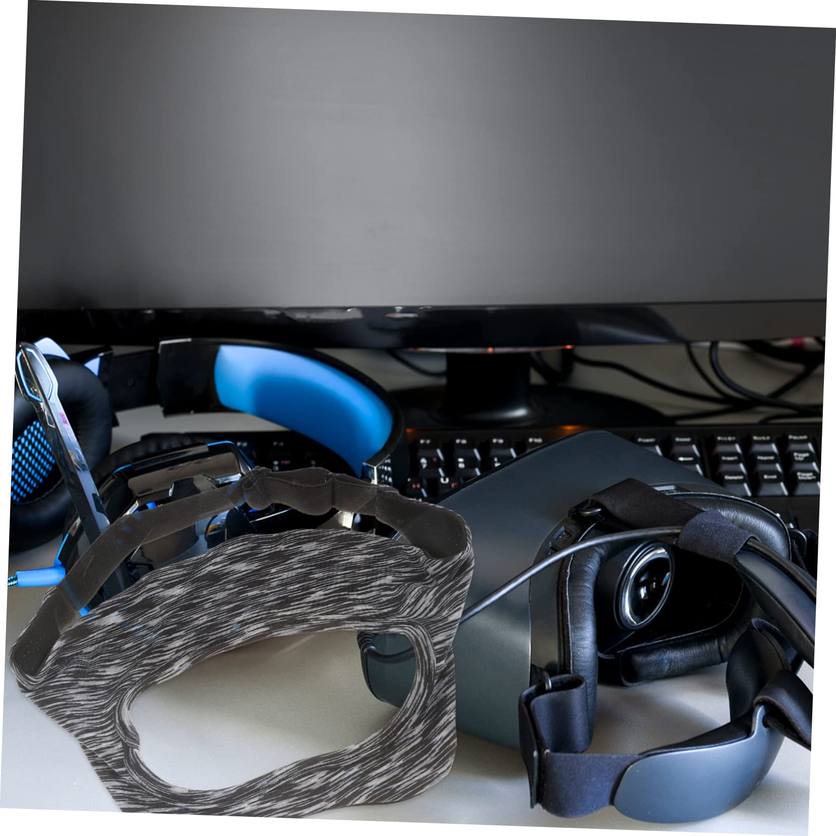 DOITOOL 4 Piezas de Cabeza VR Gafas VR Virtual Reality Headset VR Gafas - Facial VR Relleno en el Ojo Caso de Auriculares Venda 3D Muñequera Poliéster