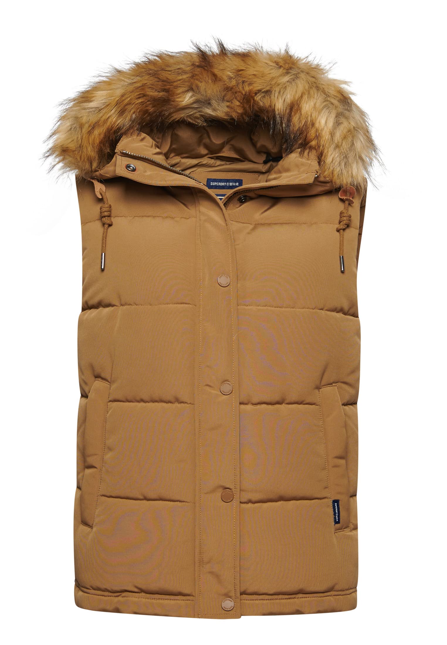 Superdry Women's VINTAGE EVEREST FAUX FUR GILET A7 - Gilet, Sandstone,
