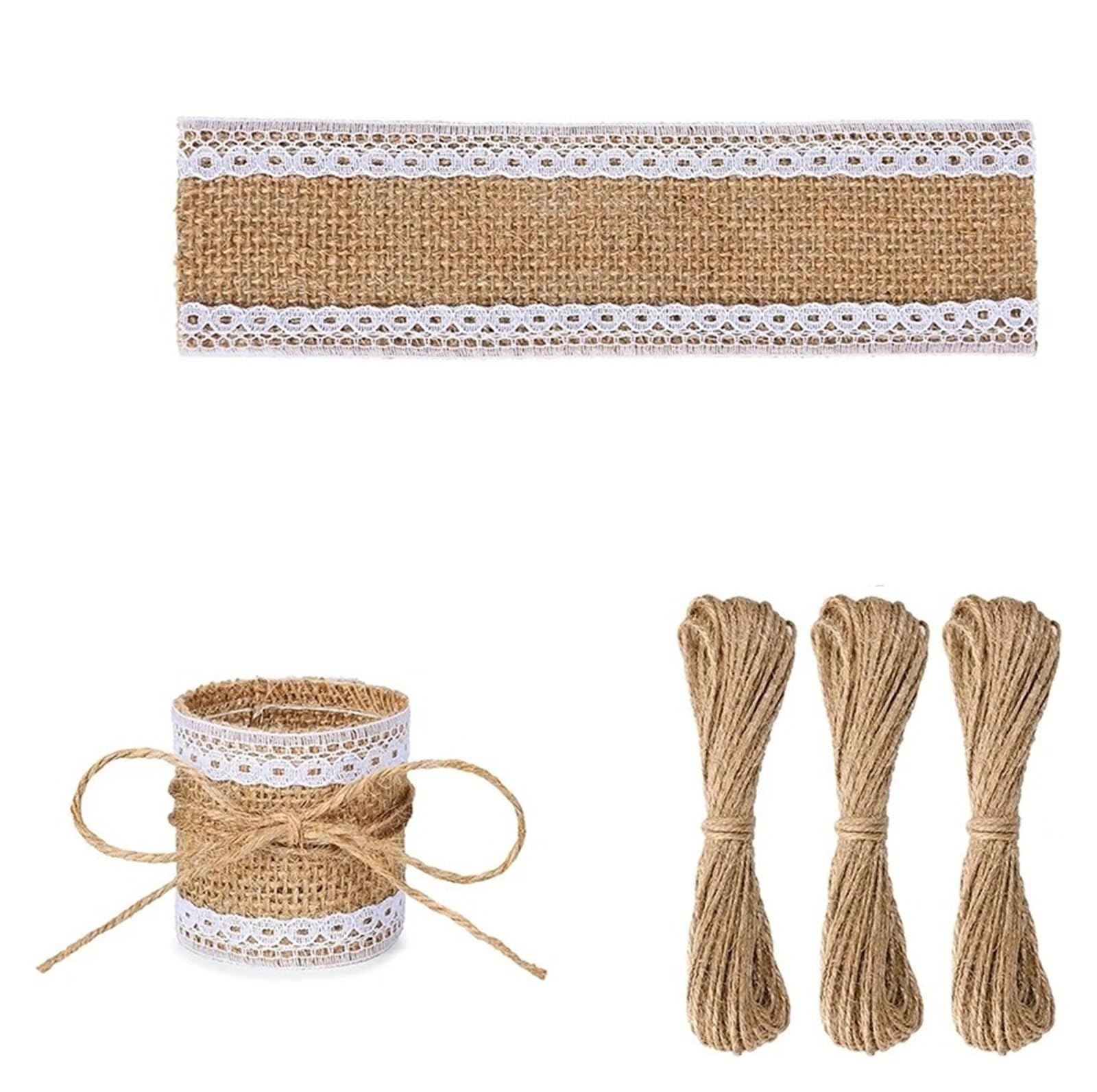 Set di portatovaglioli 100 portatovaglioli con set di corda iuta, fascia for tovaglioli, decorazioni for la tavola, cene nozze, feste in campagna(Type 2)
