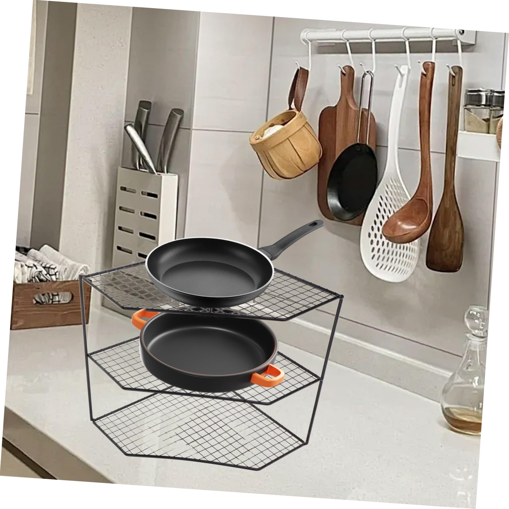 Cabilock Organizzatore per Pentole da Cucina a 3 Livelli in Ferro Nero