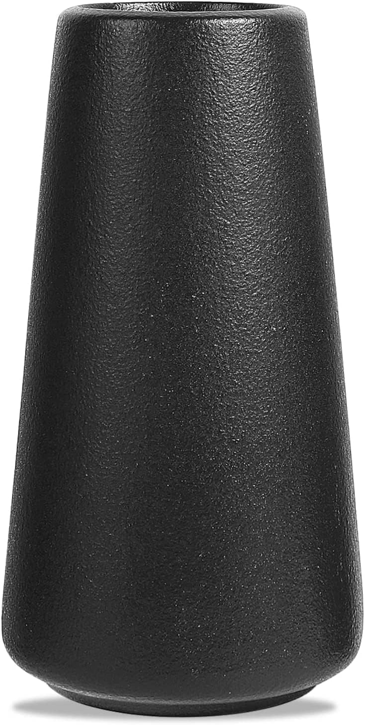 12 Inch Tall Premium Quality Ceramic Vase | Flower Vase for Home Decor | Farmhouse Decor, Desk Decor, Modern Decor, Aesthetic Room Decor, White Vase for Bohemian Decor, Pampas Vase, Black