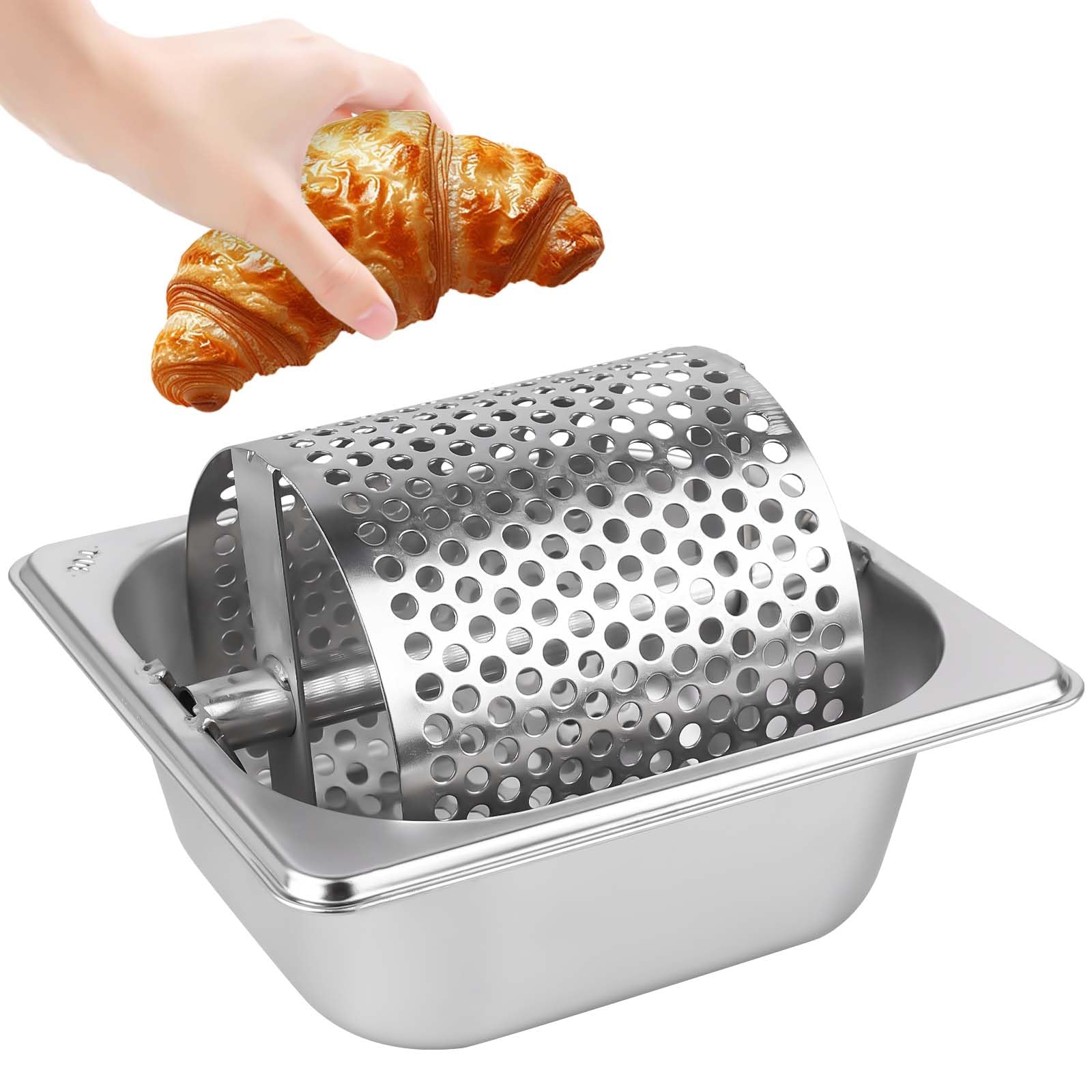 Rullo per burro in acciaio inox, 18 x 16 x 10 cm, resistente distributore di burro, strumento rotante, riutilizzabile per casa, negozio, pane di mais, bistecca