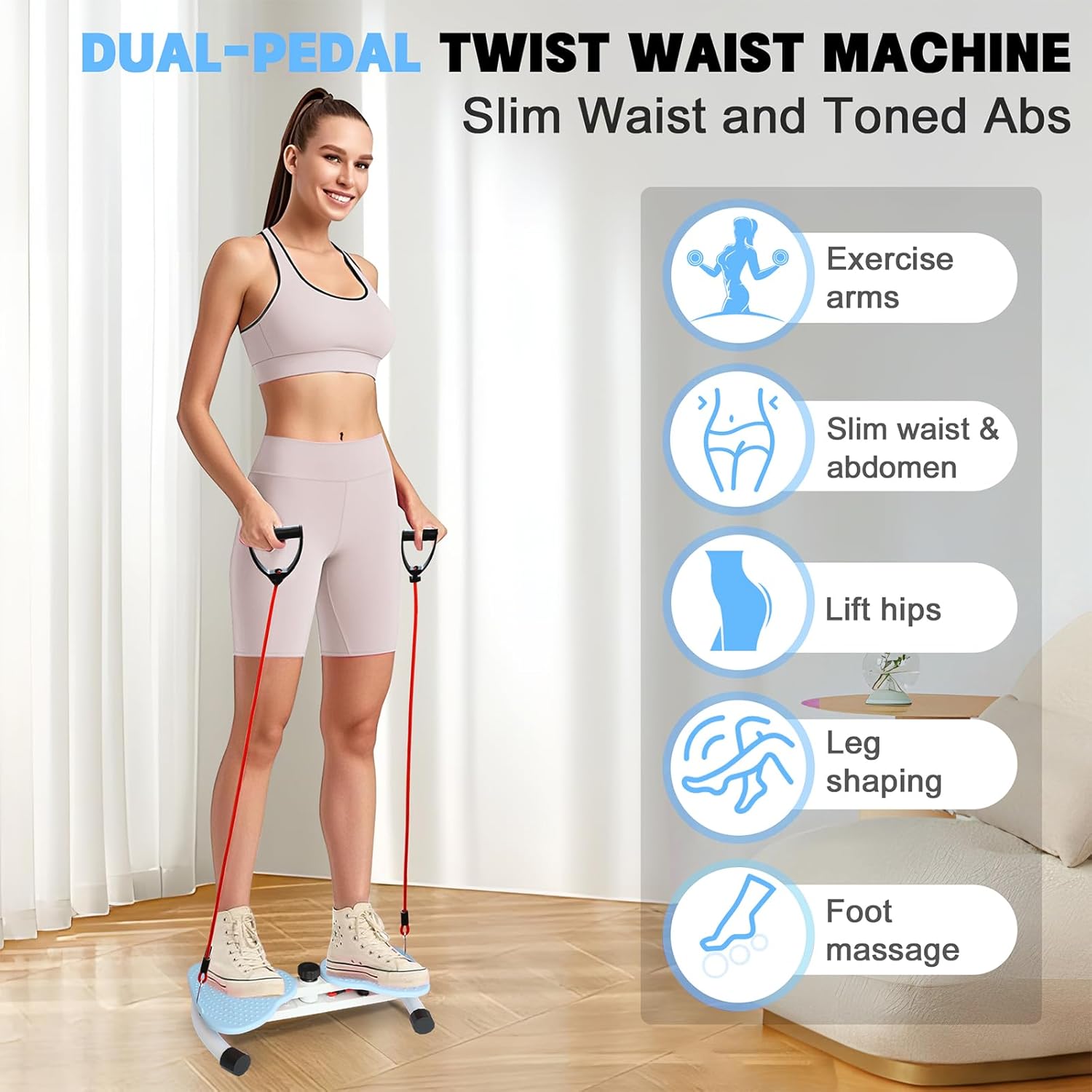 waist twisting machine, noiseless ab twist board, 260 lbs capacity, twist exercise machine home gym fitness tool for women slim waist and core ab exercise