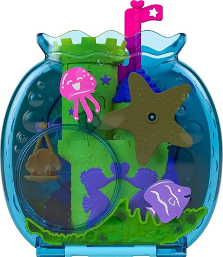 Miniatura 4 de Polly Pocket Acuario de burbujas con tema submarino, 2 características de fabricación de burbujas, piscina, micro polly y muñeca de sirena, solución