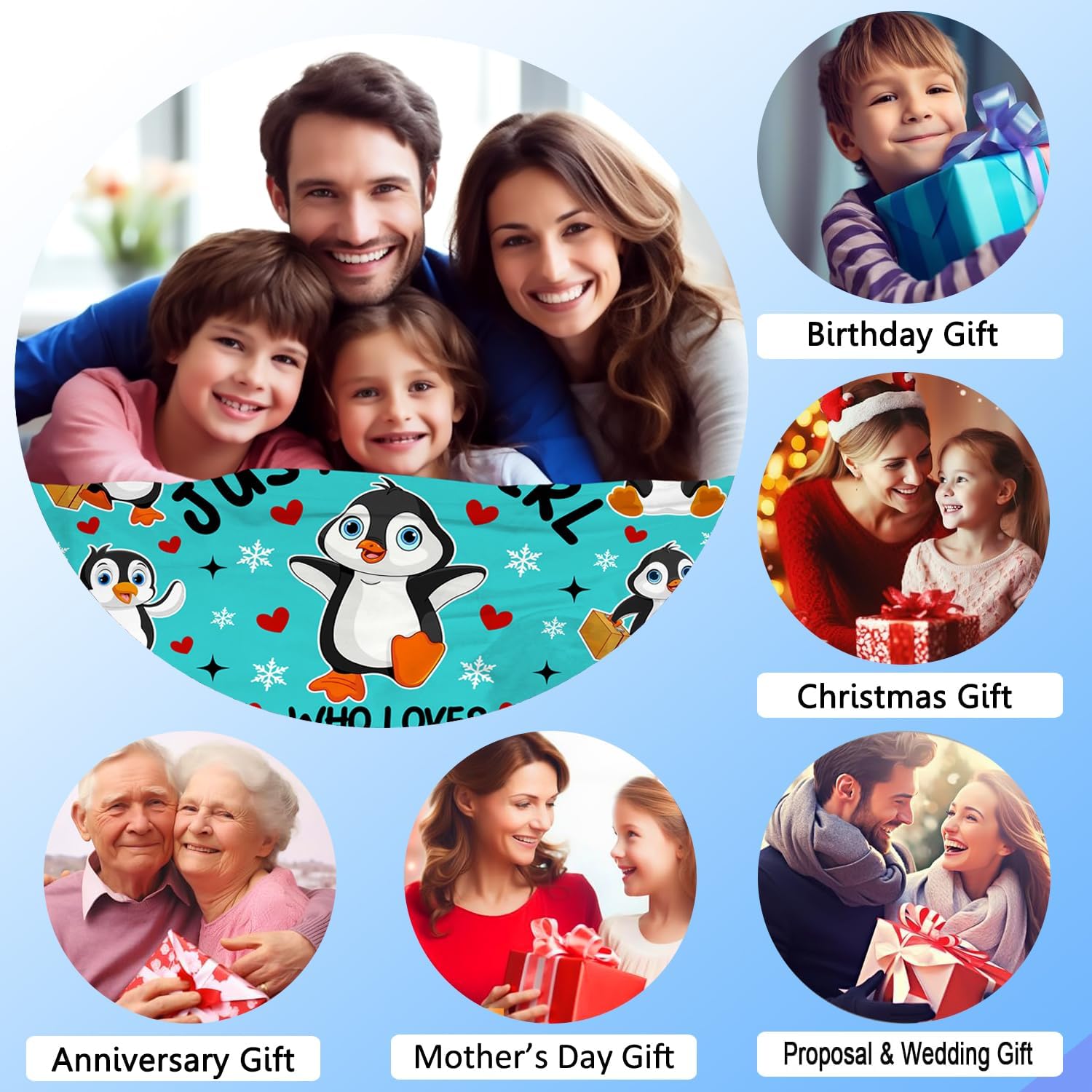 Penguin Blanket Gifts for Women Girls Stuff Penguins Blanket Throw Plush Cozy Bedding Cute Penguins Gifts for Girls Women Kids Adults Penguin Lovers Birthday Party Decorations Room Decor 50"X40"