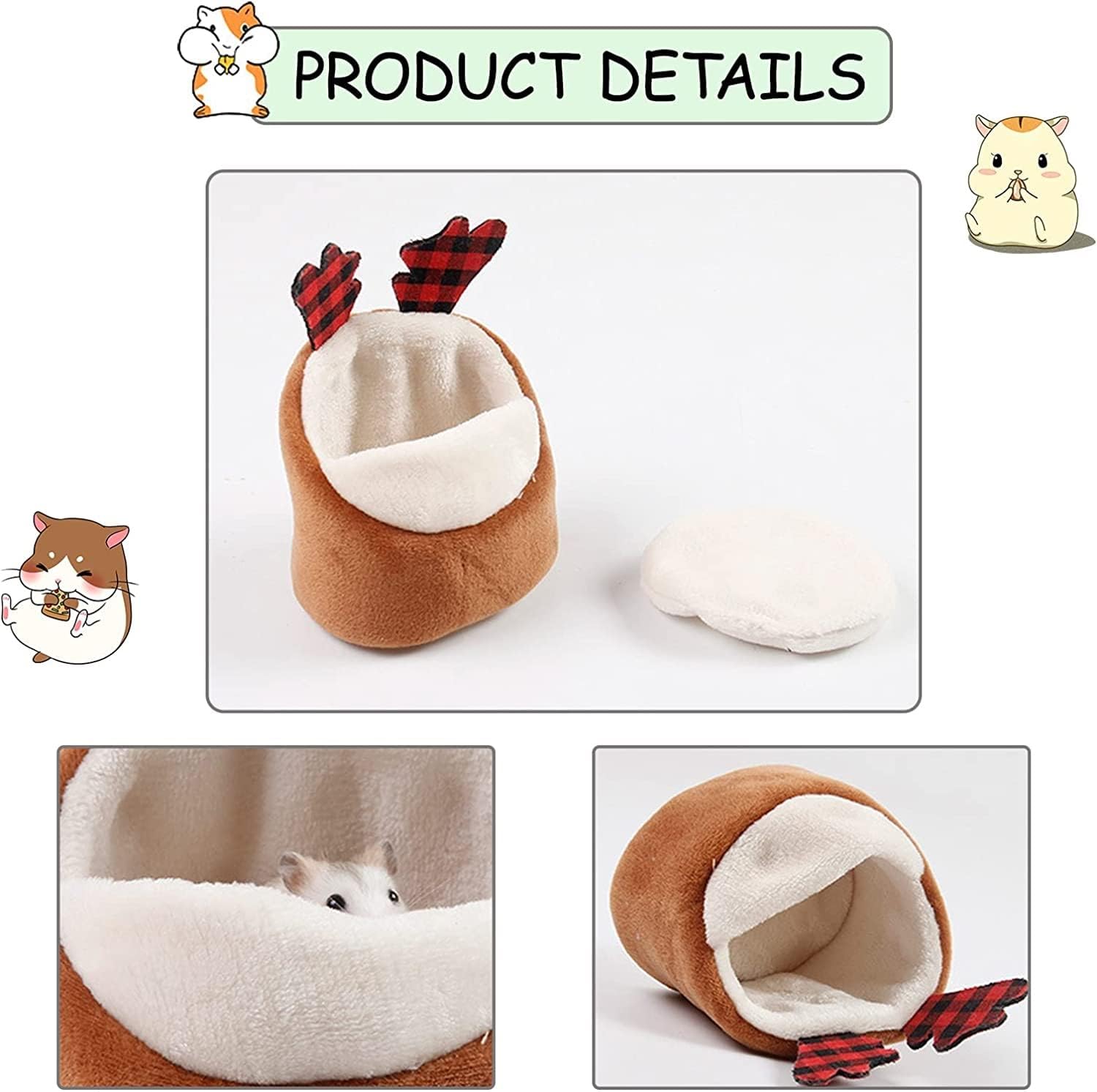 Small Animal Bed, Soft Hamster House Bed Small Animals Hanging House Cage Hamster Nest Hammock Pet Cage Accessories for Small Pets Hedgehog Guinea Pig Sleep Play (Green) image 3