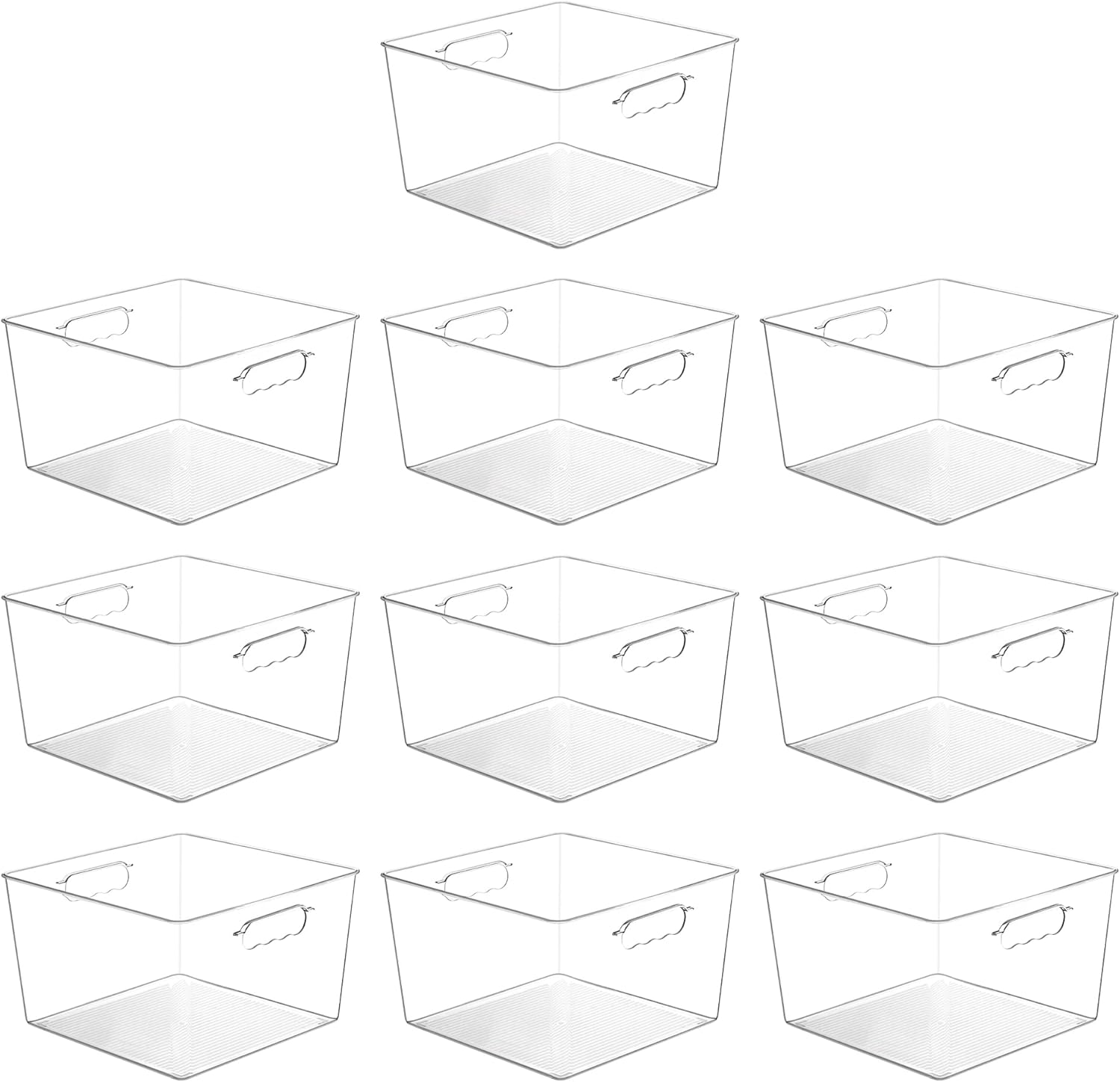 Vtopmart 10 Pack Extra Large Clear Plastic Storage Bins,11x11 Cube Acrylic Organizer Square Containers with Handle for Pantry,Closet,LaundryRoom,Kitchen,Bathroom,UnderSink Organization