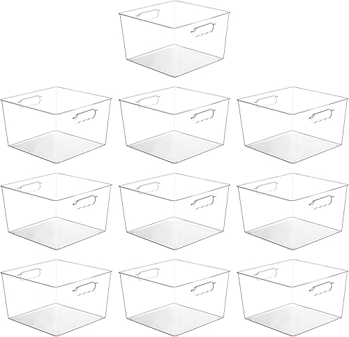 Miniatura 9 de Vtopmart Paquete de 4 contenedores de almacenamiento de plástico transparente extra grandes, cubos de acrílico de 11 x 11 pulgadas con asa para