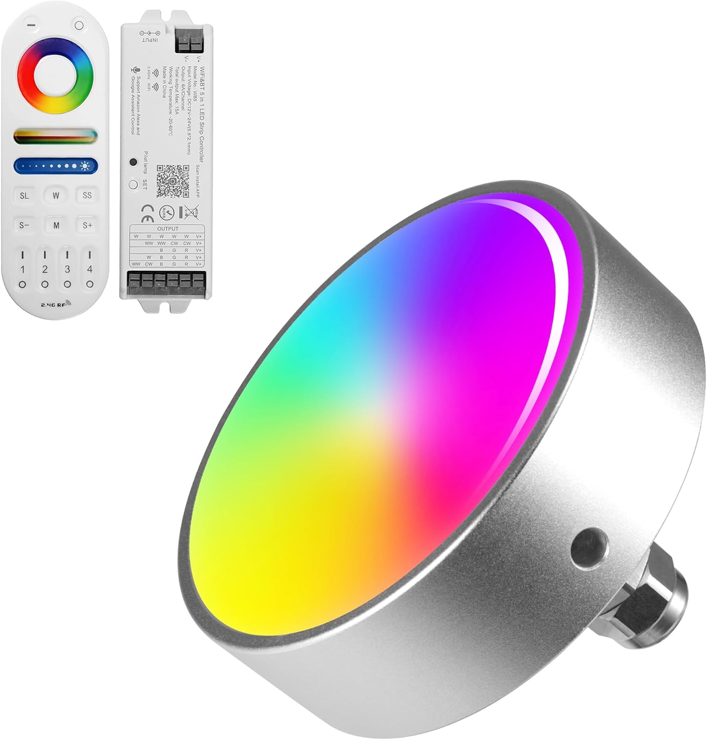 HUSUKU RS8 Underwater Drain Plug Light for Boat (1PC, 6000LM)+ LED Controller Kit (R1+S1)