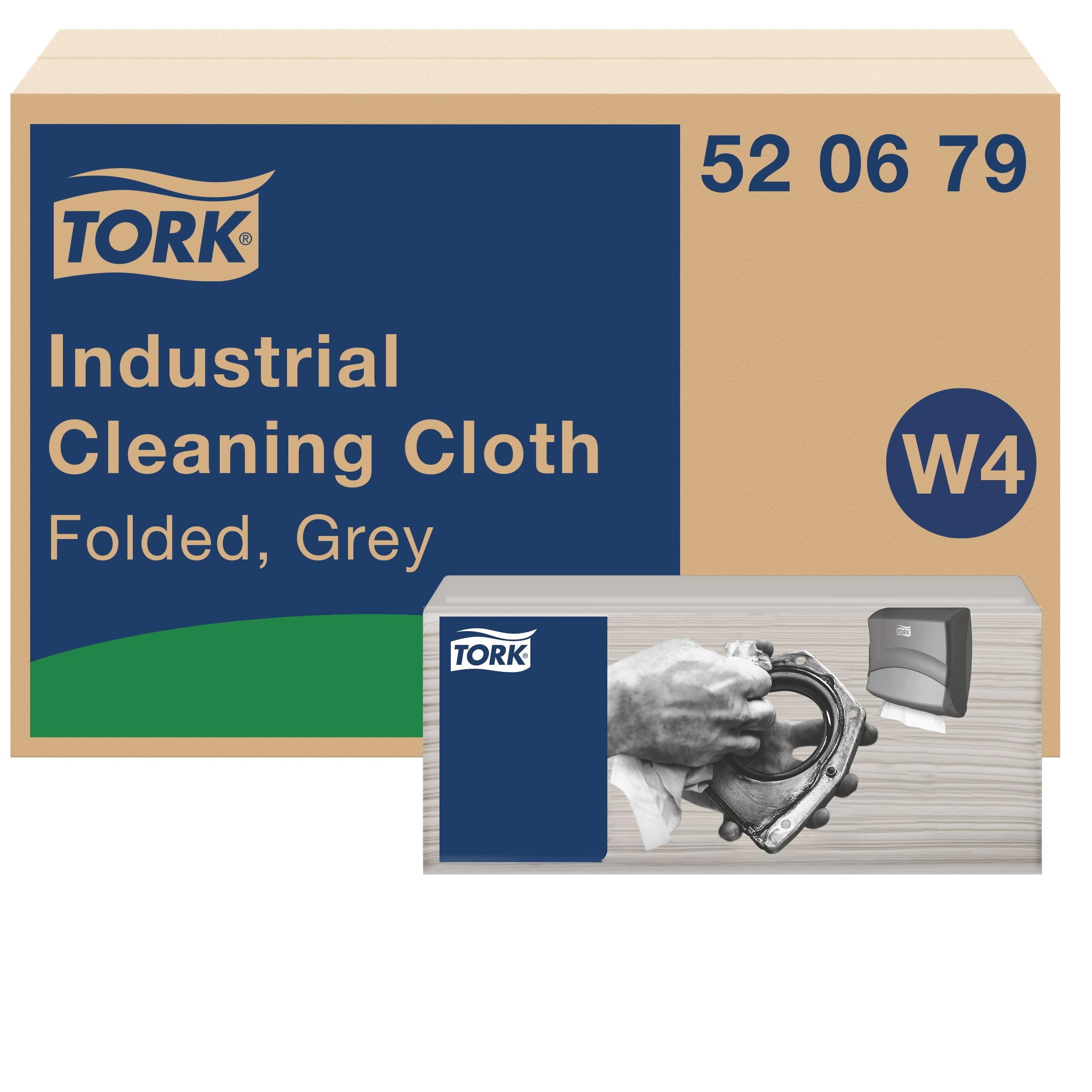 Tork Panni assorbenti per pulizia industriale grigi W4, morbidi e flessibili, 120 panni, 520679