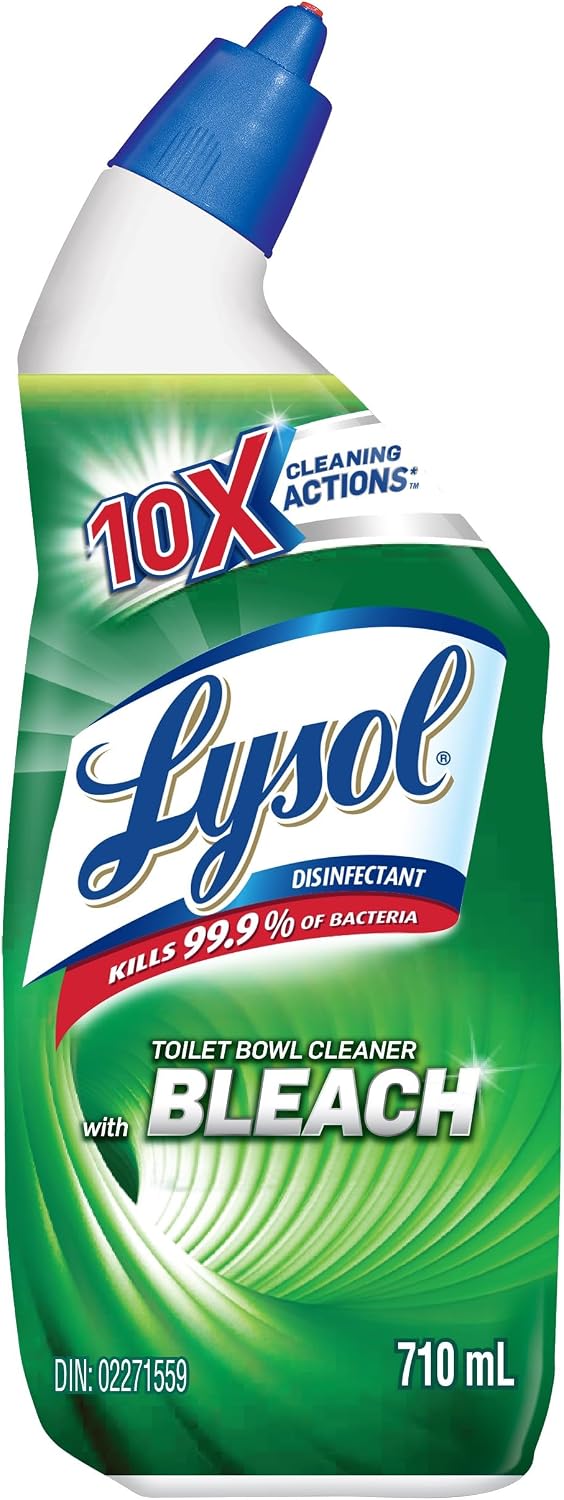 Lysol Toilet Bowl Cleaner with Bleach, Disinfectant Gel, 710 mL | 10X Cleaning Actions*, Kills Germs, Removes Hard Water & Rust Stains, Angled Bottle, Fresh Scent