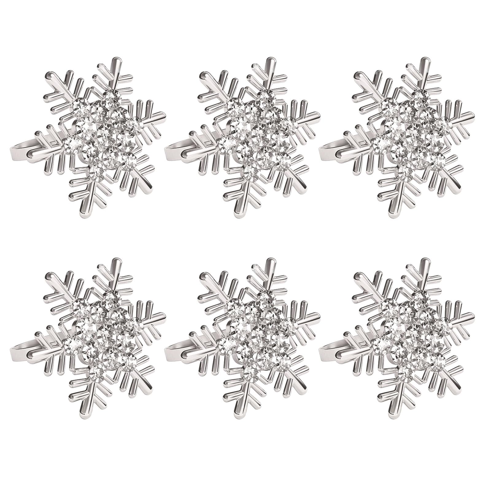 Zwwaazhf Rhinestones Of 6 Exquisite Napkin Rings Pearls/Napkins Holder Snowflake Napkin Buckles For Home Dining And Parties Wedding Banquet Rings