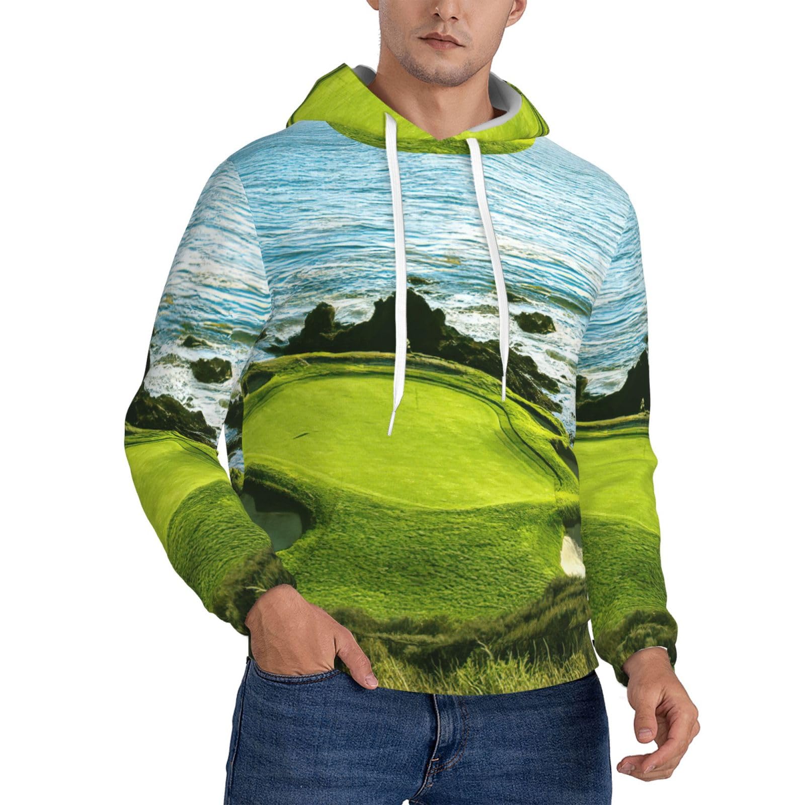Sweat à capuche homme imprimé golf chandail polyester décontracté EdWal - 8