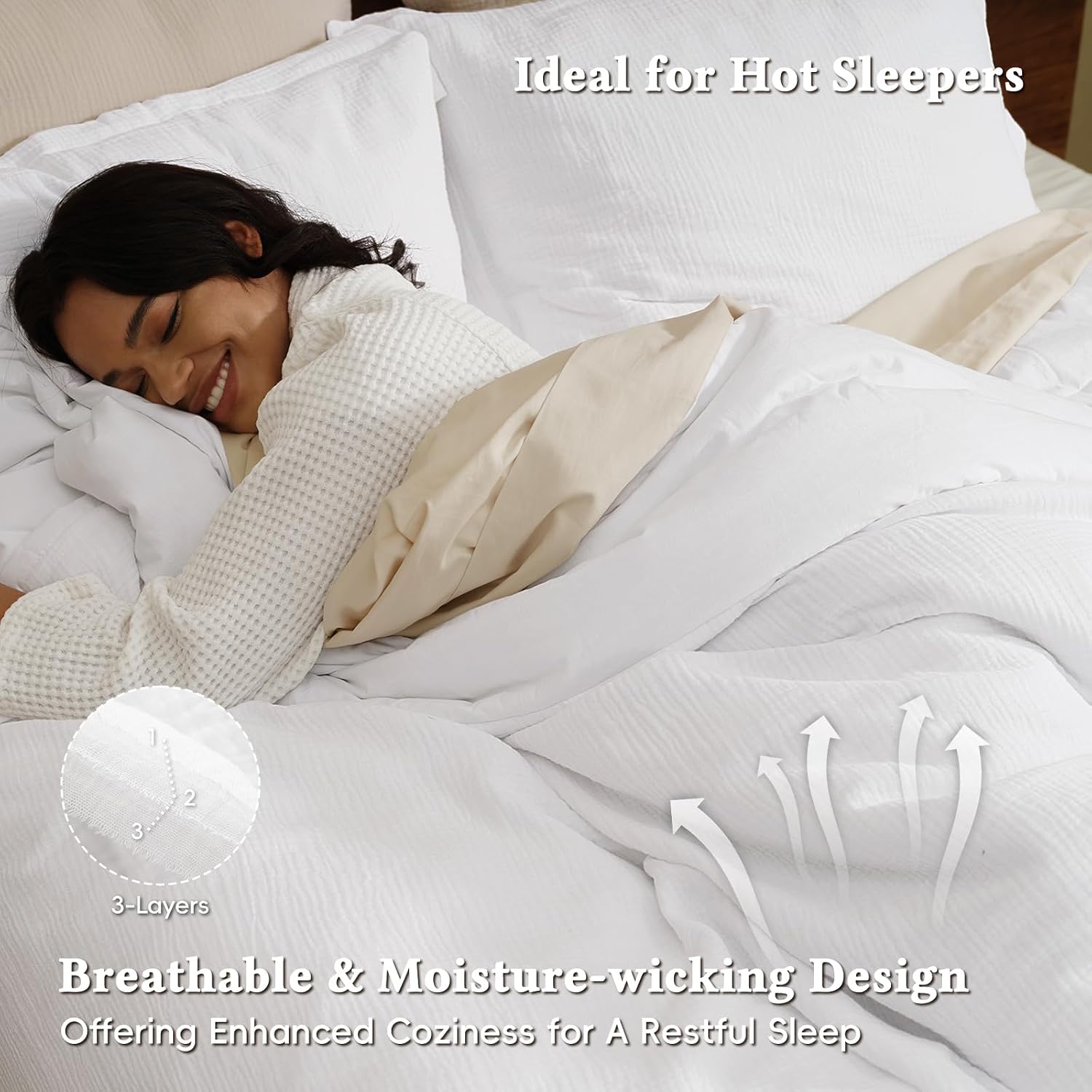 David's Home Cotton Softer Muslin Comforter Set, King Size, White
