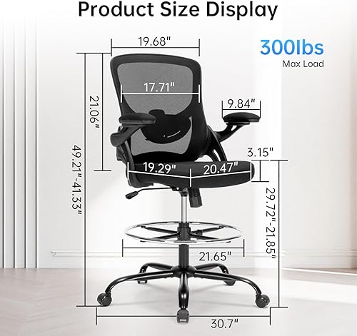 Miniatura 3 de Silla de oficina, silla ergonómica de malla de piel sintética, con soporte lumbar, altura ajustable, ruedas giratorias ejecutivas con brazo