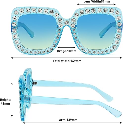 Miniatura 4 de MEETSUN Elton Square Rhinestone Sunglasses Oversized Bling for Women with Diamond Frames 70s Retro for Beach & Disco