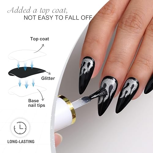 Miniatura 9 de Morily 30 uñas postizas a presión, lindas uñas postizas cortas de almendra, uñas postizas acrílicas de calidad de salón para mujeres y niñas (blanco