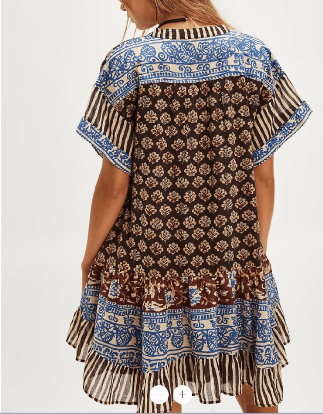 Women’s Boho Mini Dress Y2k Floral Print Deep V-Neck Puff Sleeve Short Dress 2025 Summer Loose Beach Sundress - Image 2