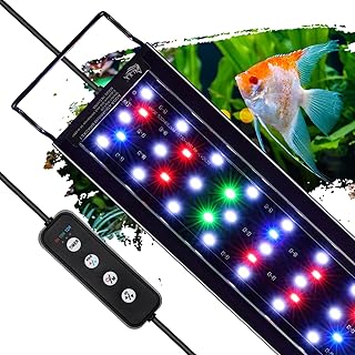 AQQA 水槽ライト 水槽led タイマー付き 10段階の明るさ調整 3色切替可能 ip67防水 30CM 45CM 60CM水槽対応 メダカライト 熱帯魚ライト 植物育成ライト アクアリウムライト 観賞魚飼育 水草育成 スライド式 省エネ 長寿命50000時間 (ブラック, 30-45cm水槽用)