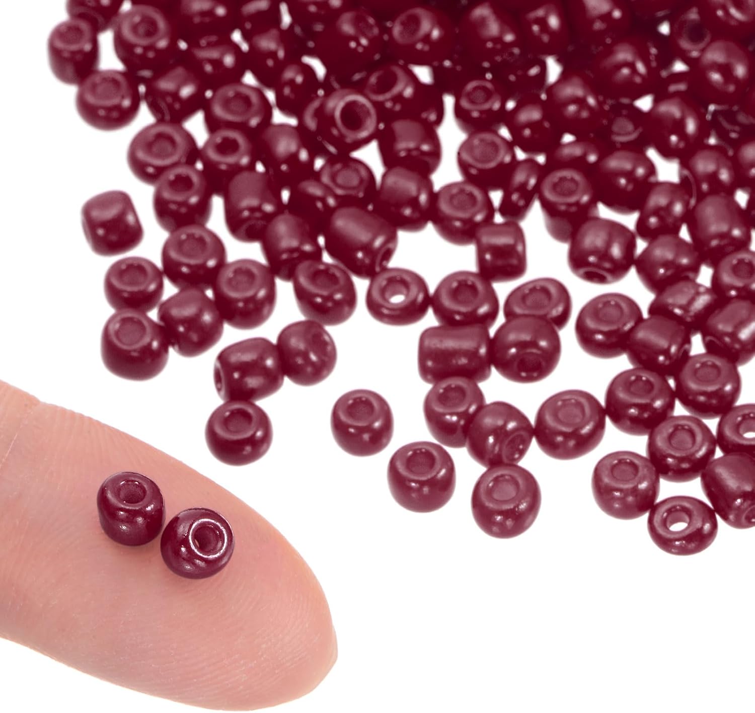 HARFINGTON 2000Pcs Small Glass Beads 6/0 4mm Loose Tiny Round Small Beads for Bracelet Earring Rings Jewelry Making, Burgundy Red - Image 4