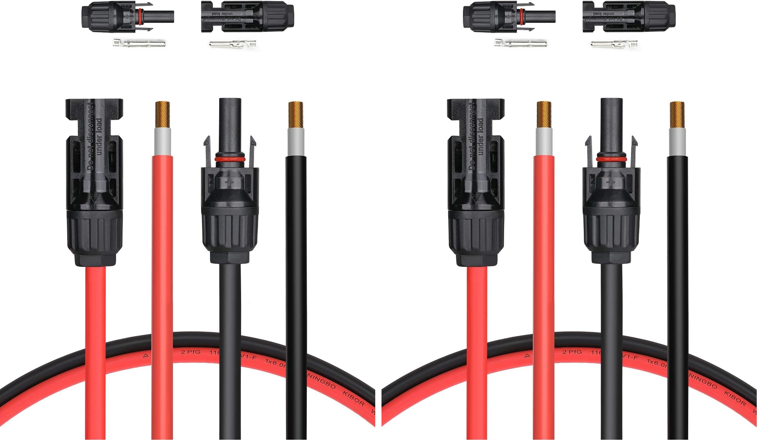 BougeRV 20 Feet 10AWG Solar Extension Cable with Female and Male Connector with Extra Pair of Connectors Solar Panel Adaptor Kit Tool (20FT Red + 20FT Black) (Pack of 2)
