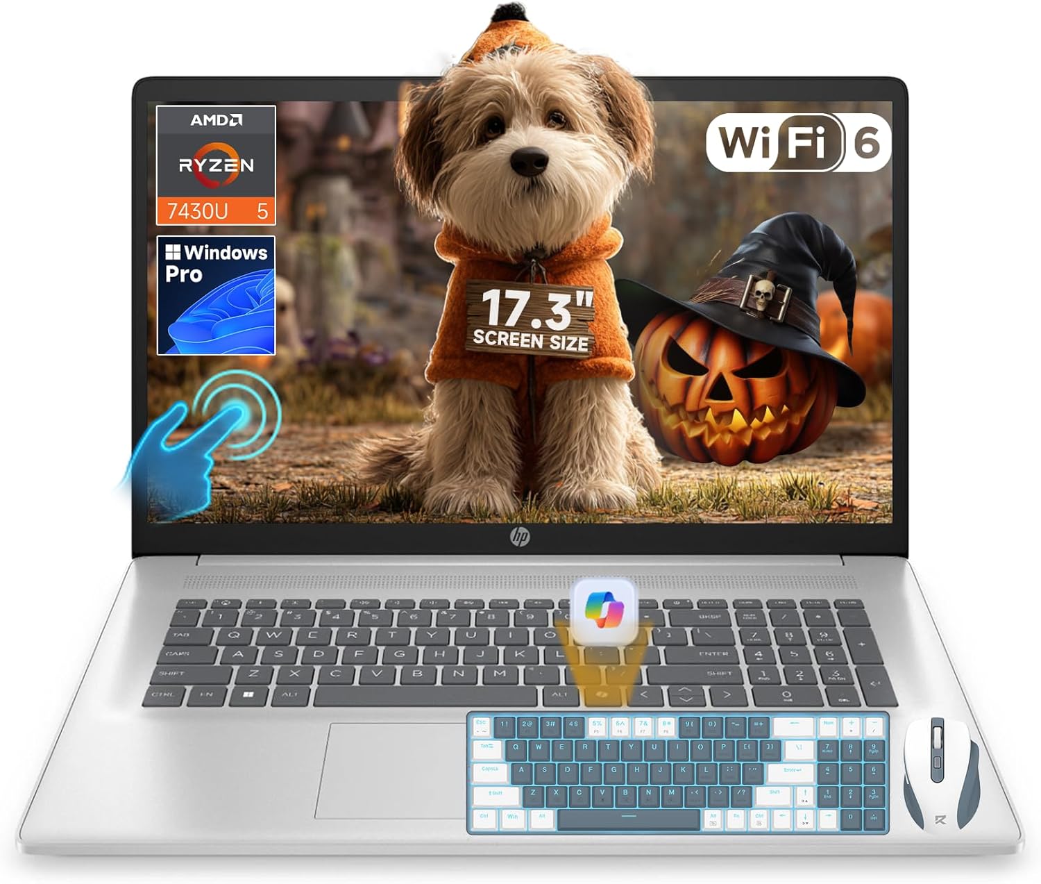 HP 17 inch Touchscreen Business laptops, Powerful AMD Ryzen 5 7430U (6 cores), C…