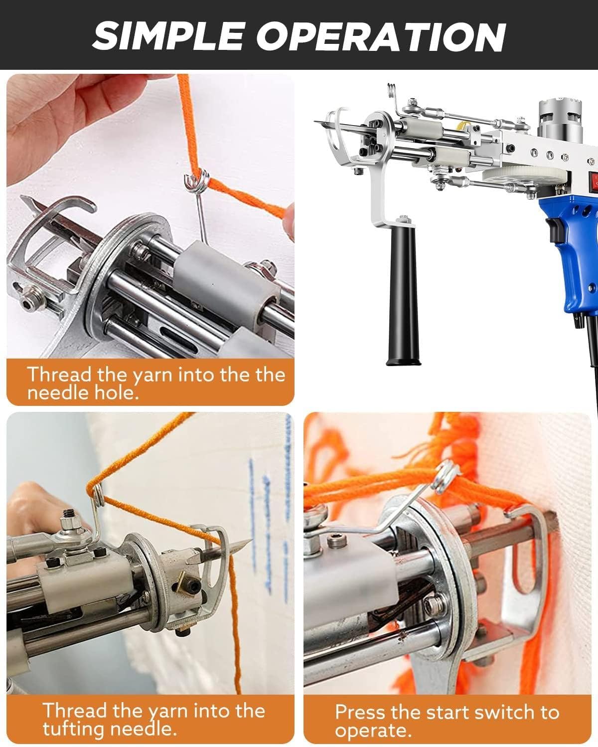 WZFANJIJ Tufting Gun,Cut Pile and Loop Pile 2in1 Dual-Use Rug Gun Rug Making kit,Embroidery Machine Punch Needle
