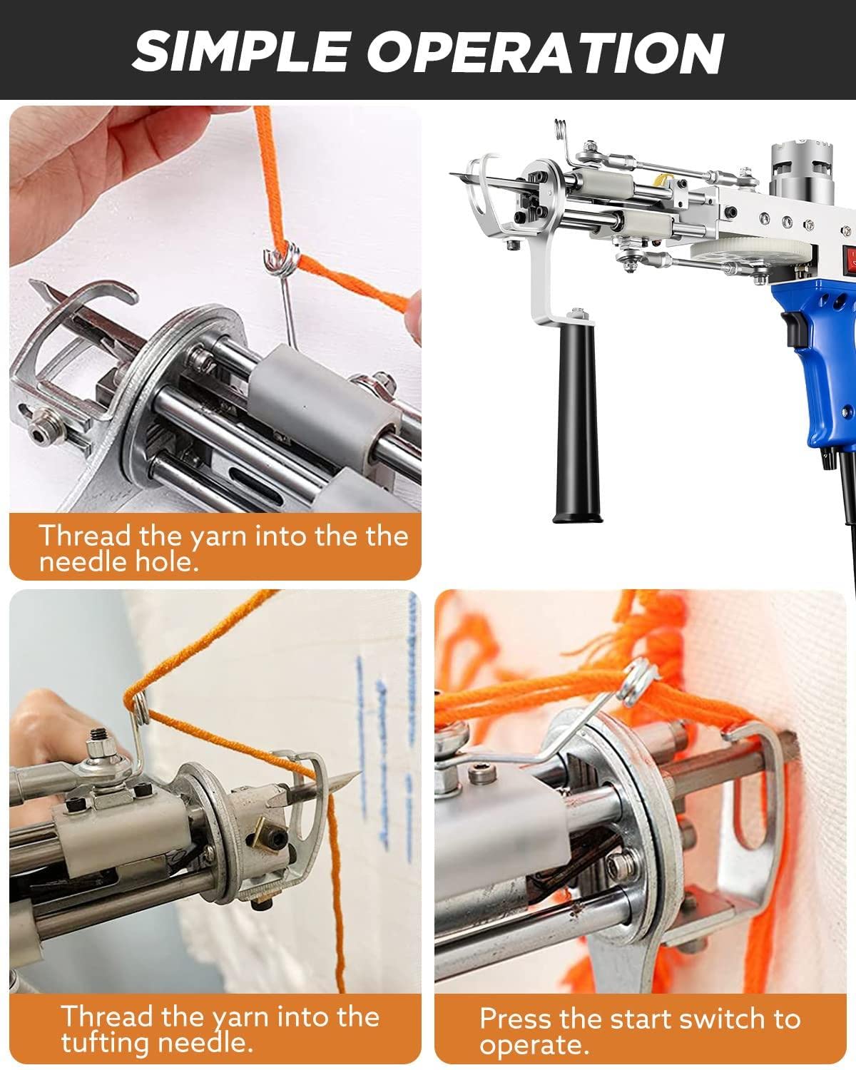 Amazon.co.jp: タフティングガン、カットパイル、ループパイル2in1