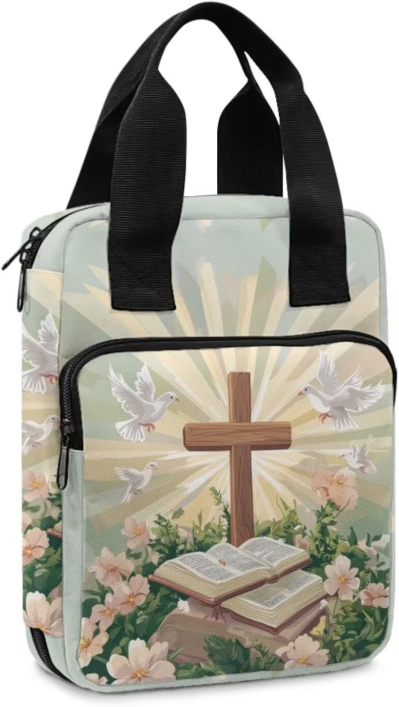 Dolyues Book Cross Snowmans Bible Cover Case for Women Red Bible Case Large Bible Tote Bag with Handle Bible Journaling Supplies Christmas Gift