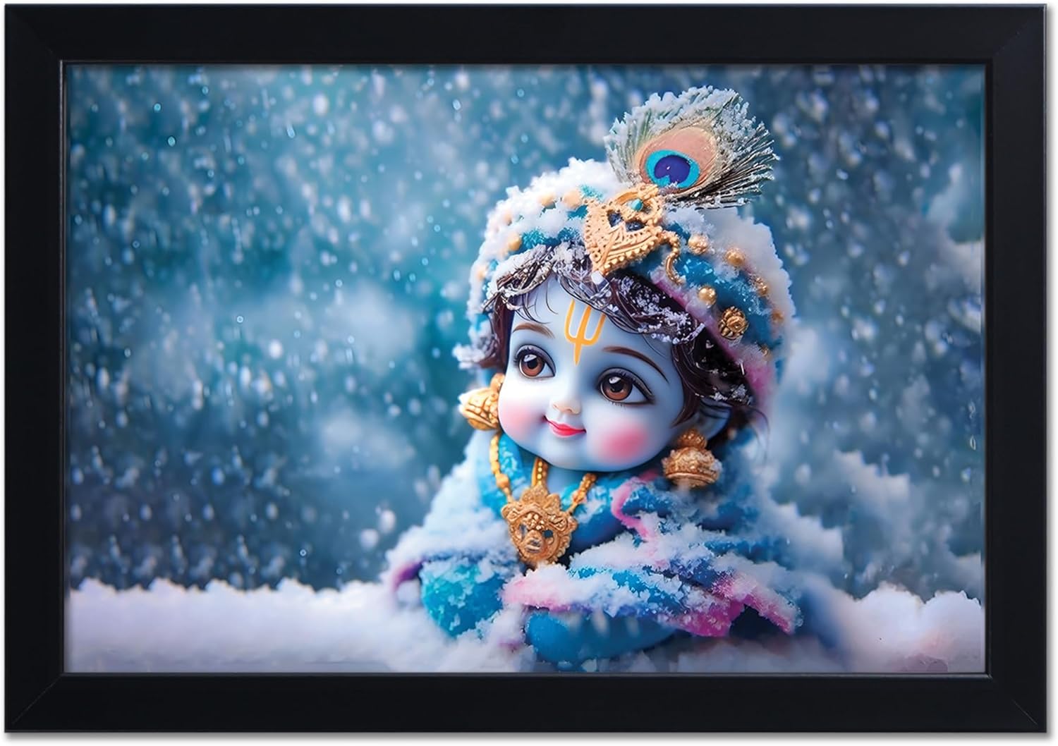Baby Krishna Photo Frame for Pregnant Women | Kanha Ji, Laddu Gopal, Makhan Chor | Walls Home Bedroom Living Room Decoration Gift (Design 11, 10x14 Inches)