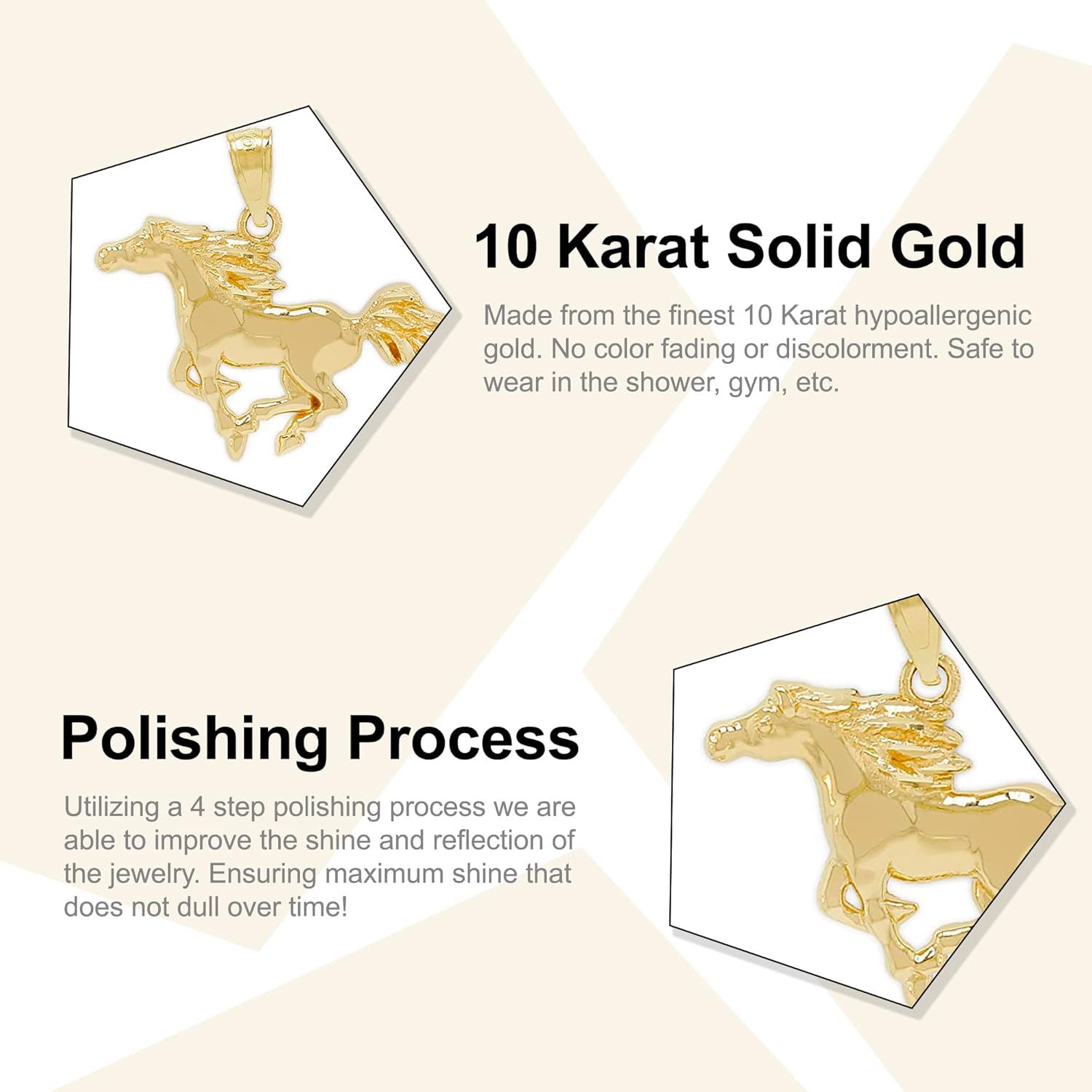 Gold Galloping Horse Charm - 10 Karat Solid Gold - Horse Pendant - Image 2