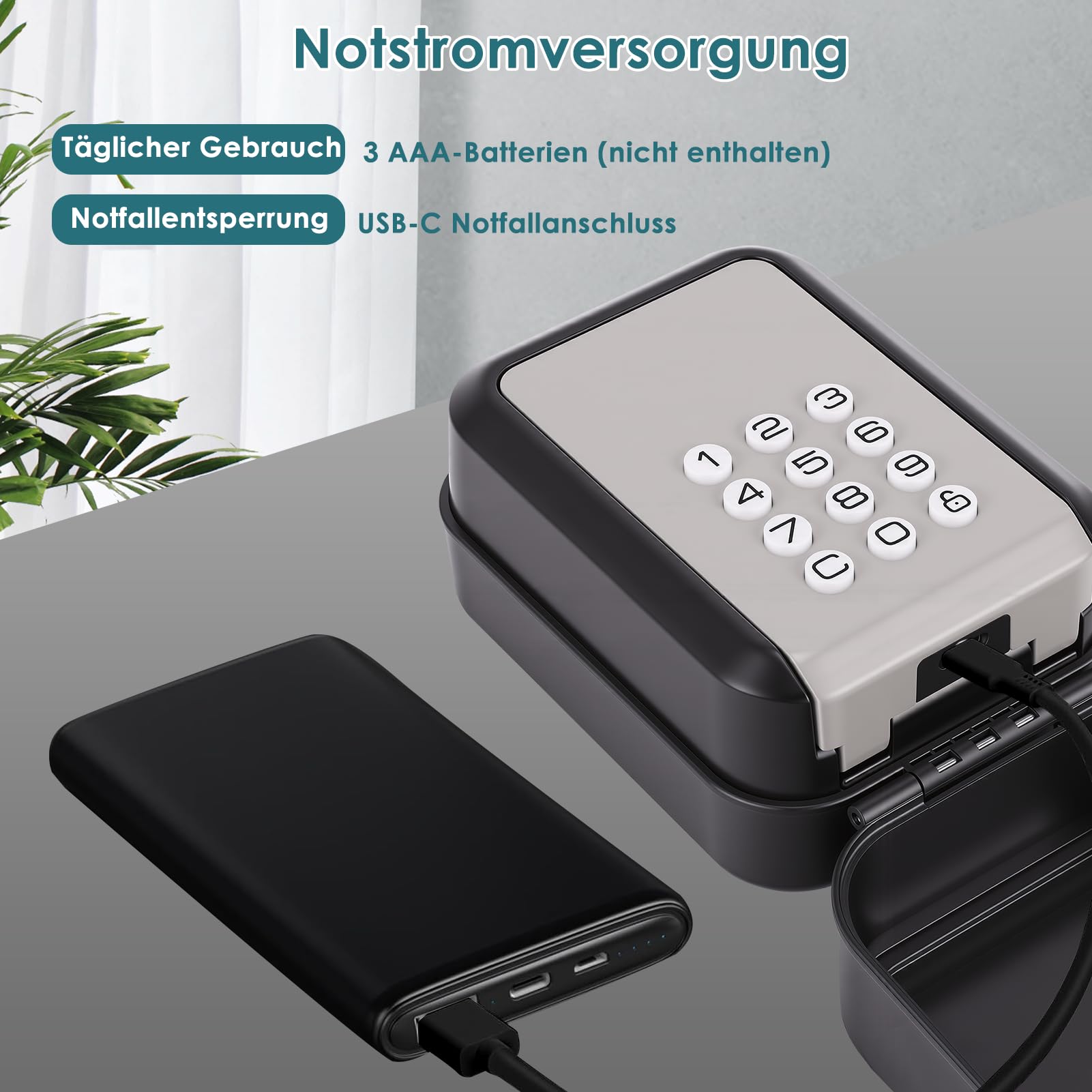 Schlüsseltresor mit Zahlencode, Smart Schlüsselbox mit Code unterstützt TTLock APP und PIN-Code Entsperren, 12 Stellig Schlüsselsafe mit Wasserdicht für Haus, Garage, Büro, Wohnung