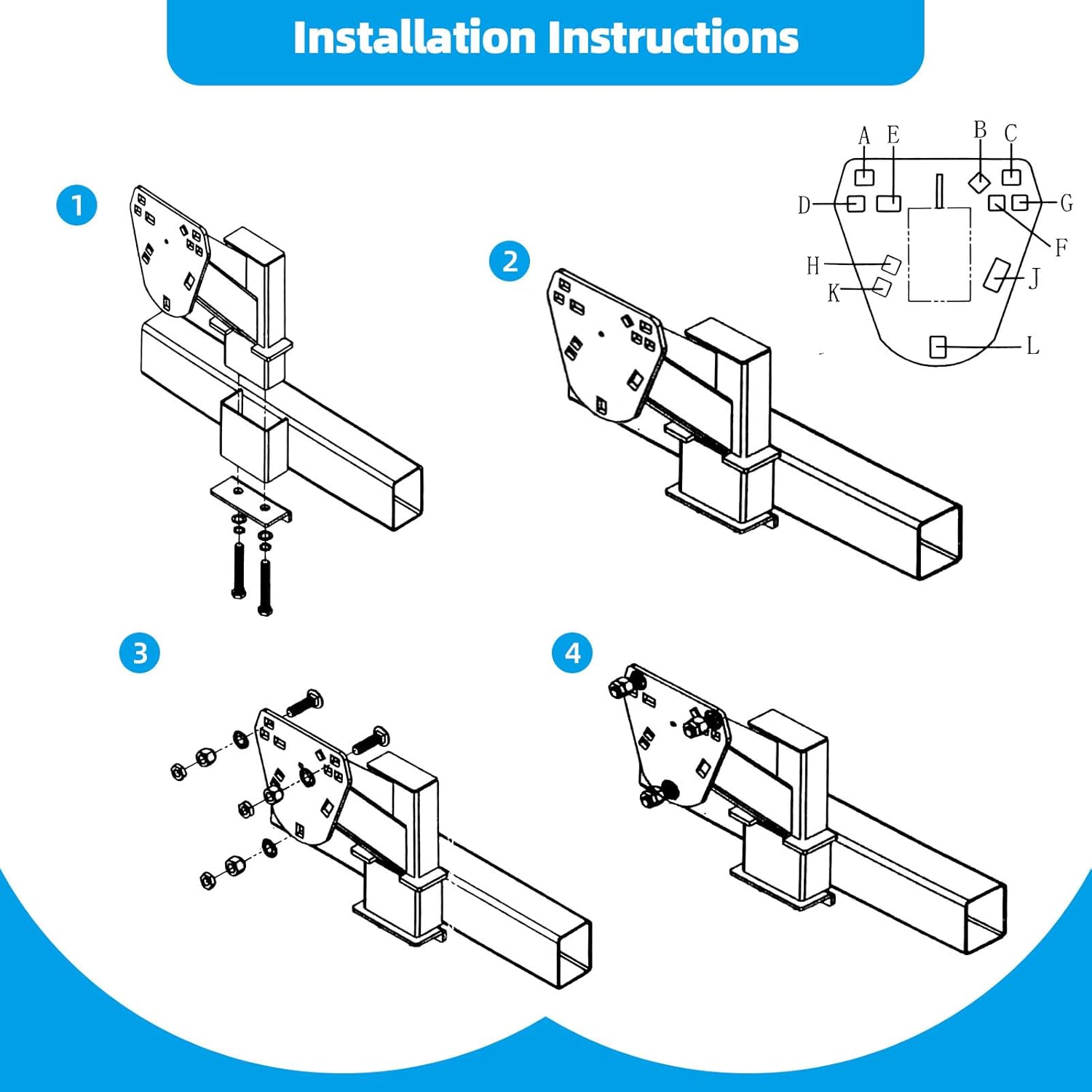 Stake Pocket Spare Tire Carrier Mount,Trailer Spare Tire Mount,Fits Most 4 & 5 & 6 & 8 Lugs Wheels on 4,4.25, 4.5'', 4.75'', 5, 5.5,6 or 6.5 Bolt Patterns,Heavy Duty Powder Coat