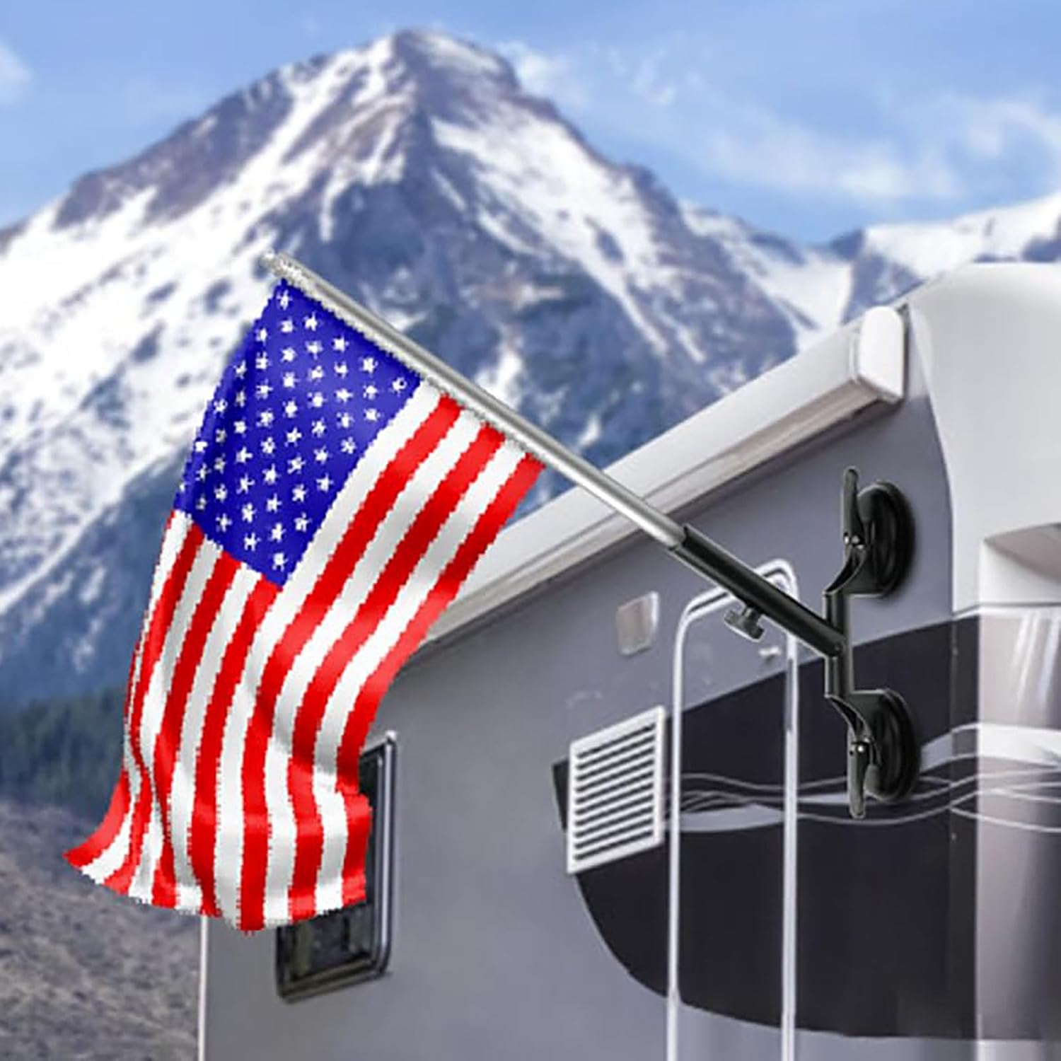 Suction Cup Flag Holder Mount for Cars & Trucks, Strong Suction for Stable Flag Display, Quick Flagpole Lock for Camper