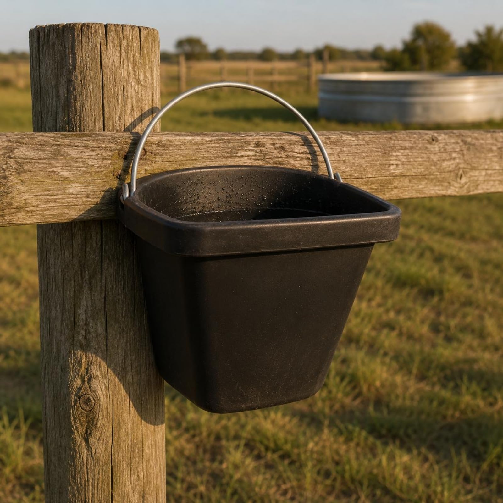 Cubo de Goma Cubo Alimentación Recipiente Contenedor con Asa Metálica Apertura Amplia y Cuerpo para Llenado Ágil Material Adecuado para Campo Estabulación Obra Civil Mantenimiento