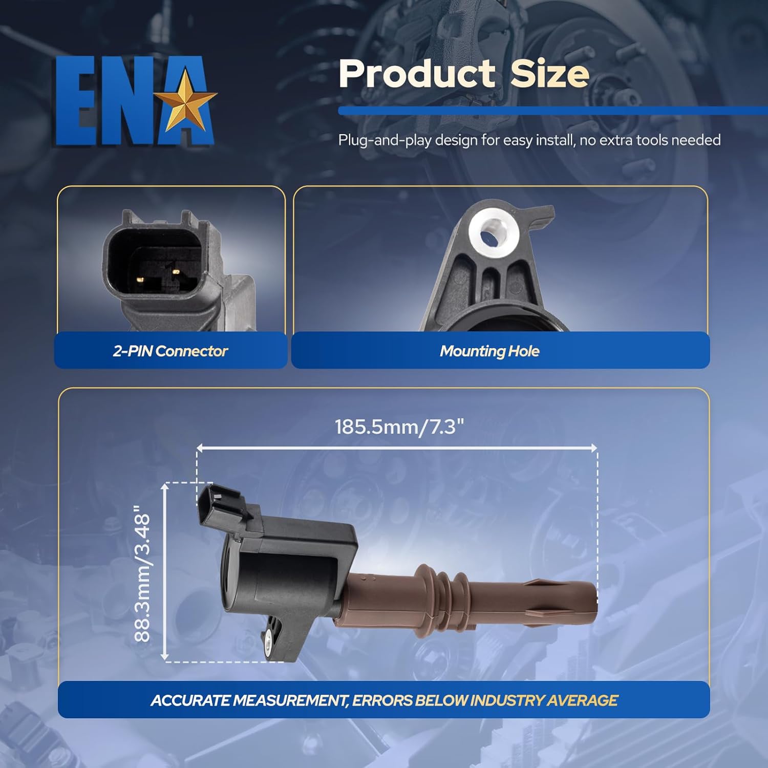 ENA Set of 8 Brown Boot Ignition Coil Pack Compatible with Ford Lincoln Mustang F150 F250 F350 F450 F550 F650 F750 F53 F59 Expedition Explorer Lobo Navigator 4.6 5.4 6.8 Replacement for C1659 DG521