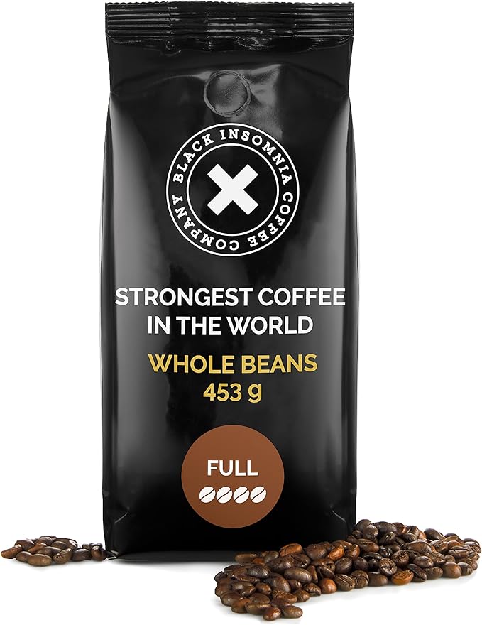 Black Insomnia Strong Coffee Beans Full Flavour 453g I Black Coffee