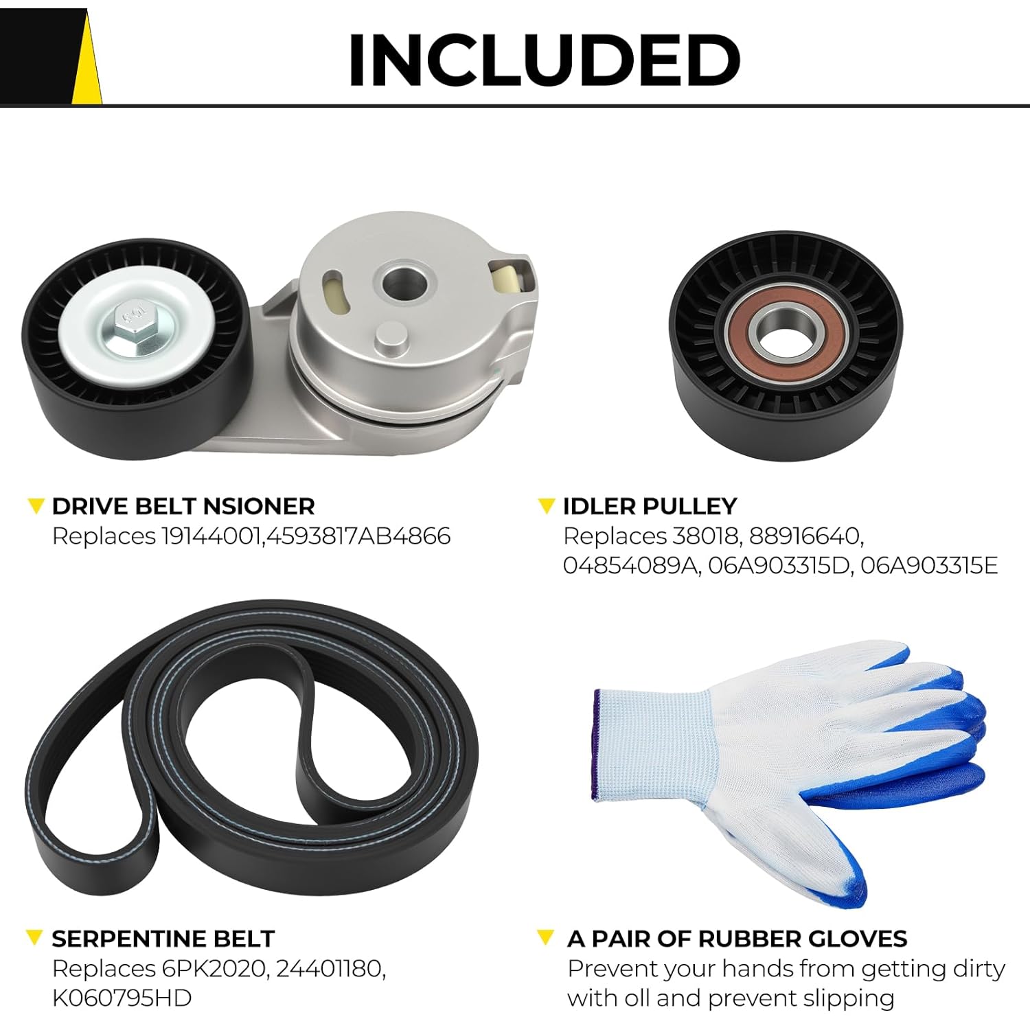 38323 Serpentine Belt Drive Tensioner Idler Pulley Kit Compatible with Dodge Ram 1500/2500/3500 V8 5.7L 2009-2018 Replace 19144001 4593817AB 38018 88916640 04854089A 6PK2020 24401180 K060795HD