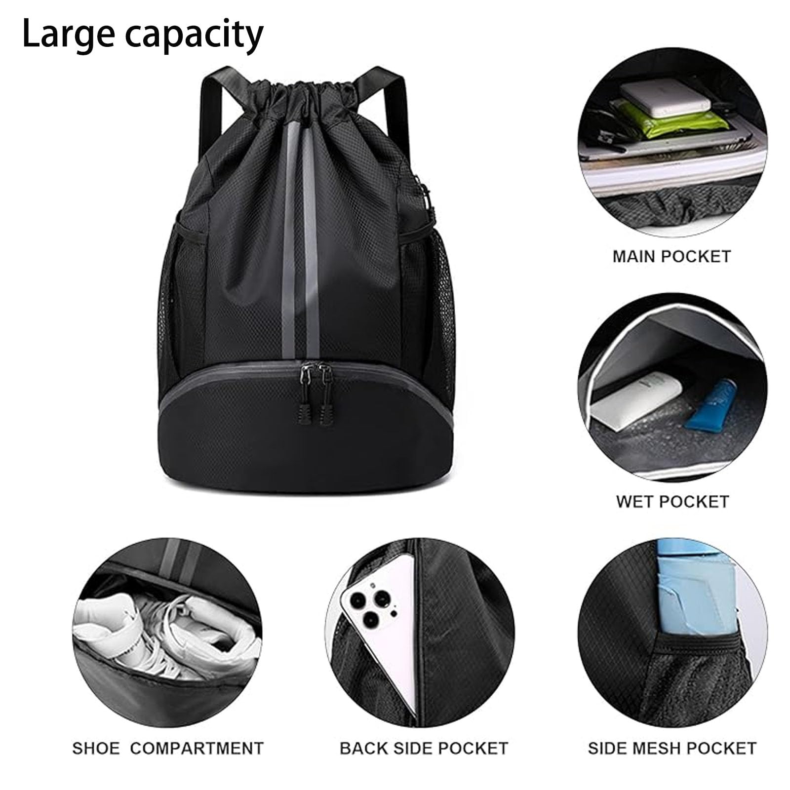 Sac à Dos De Sport Avec Compartiment à Chaussures Séparé - Homme/femme/enfant, Imperméable, Bretelles Réglables - 10