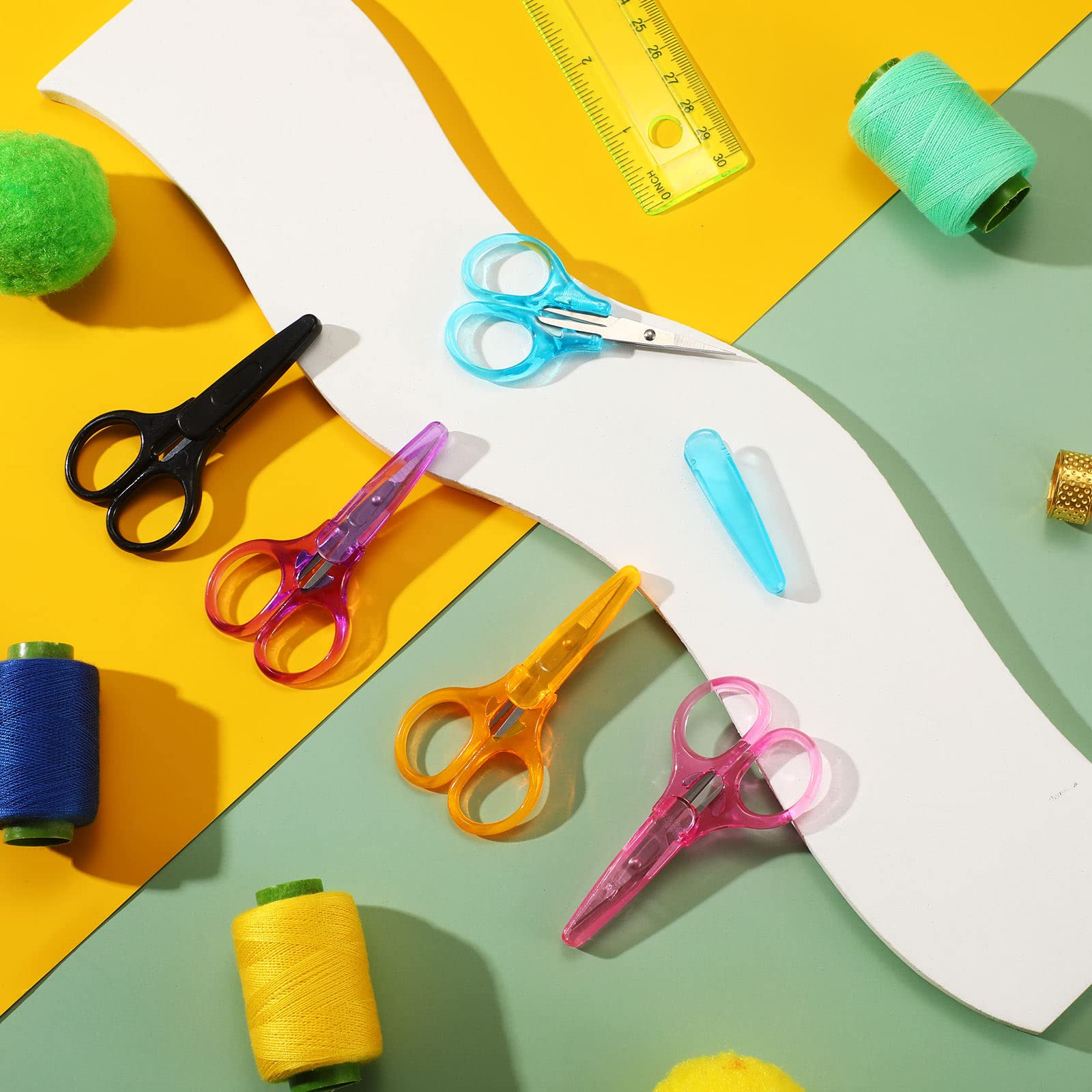 Set di 72 forbici da ricamo piccole forbici artigianali per scuola e bambini, leggere, in acciaio inox, con copertura protettiva, punta dritta, per cucito fai da te, studenti, ufficio, insegnanti,