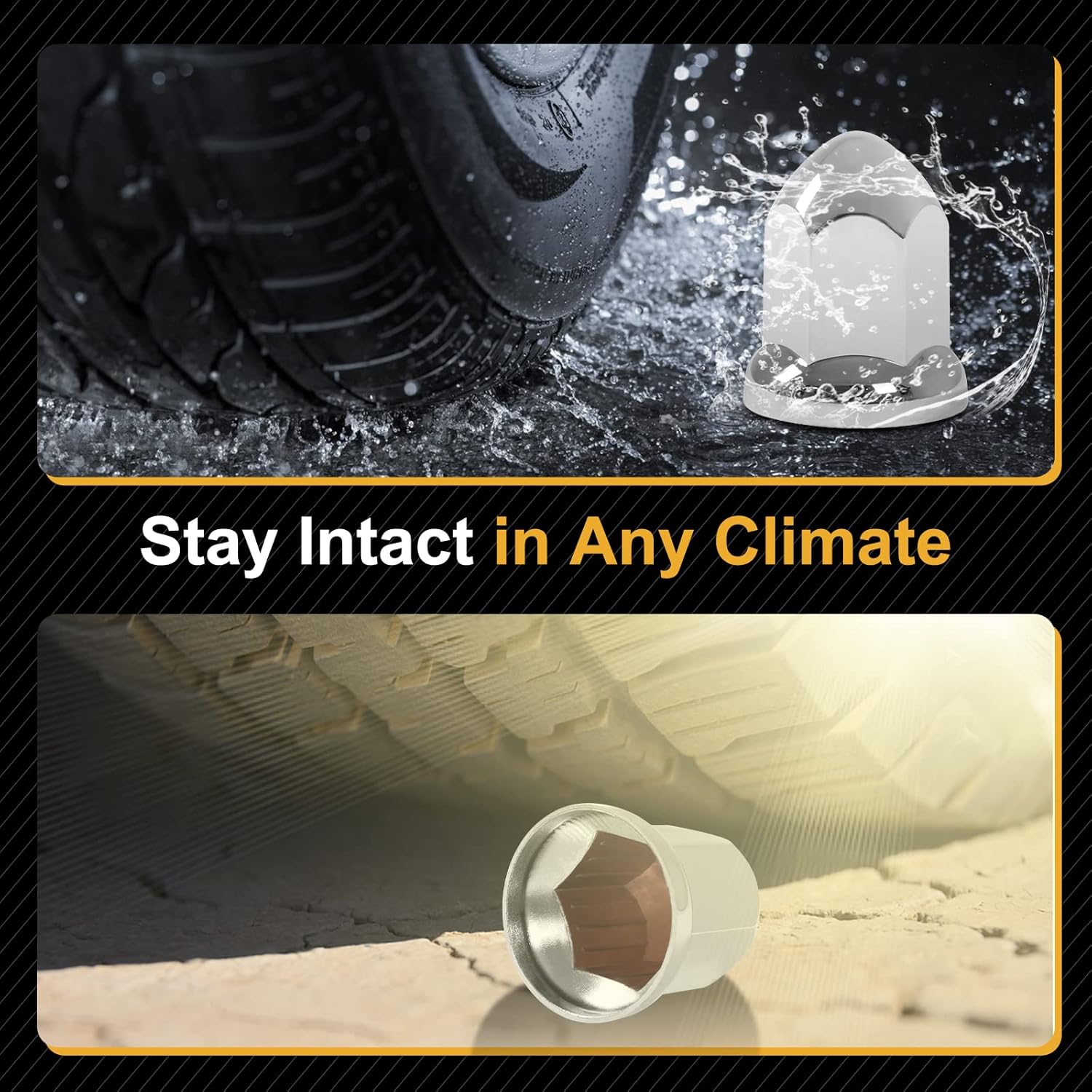 60Pcs Lug Nut Covers 33mm Bullet Flanged ABS Chrome Plastic Anti-Rust Push-on Nut Covers for Semi Trucks