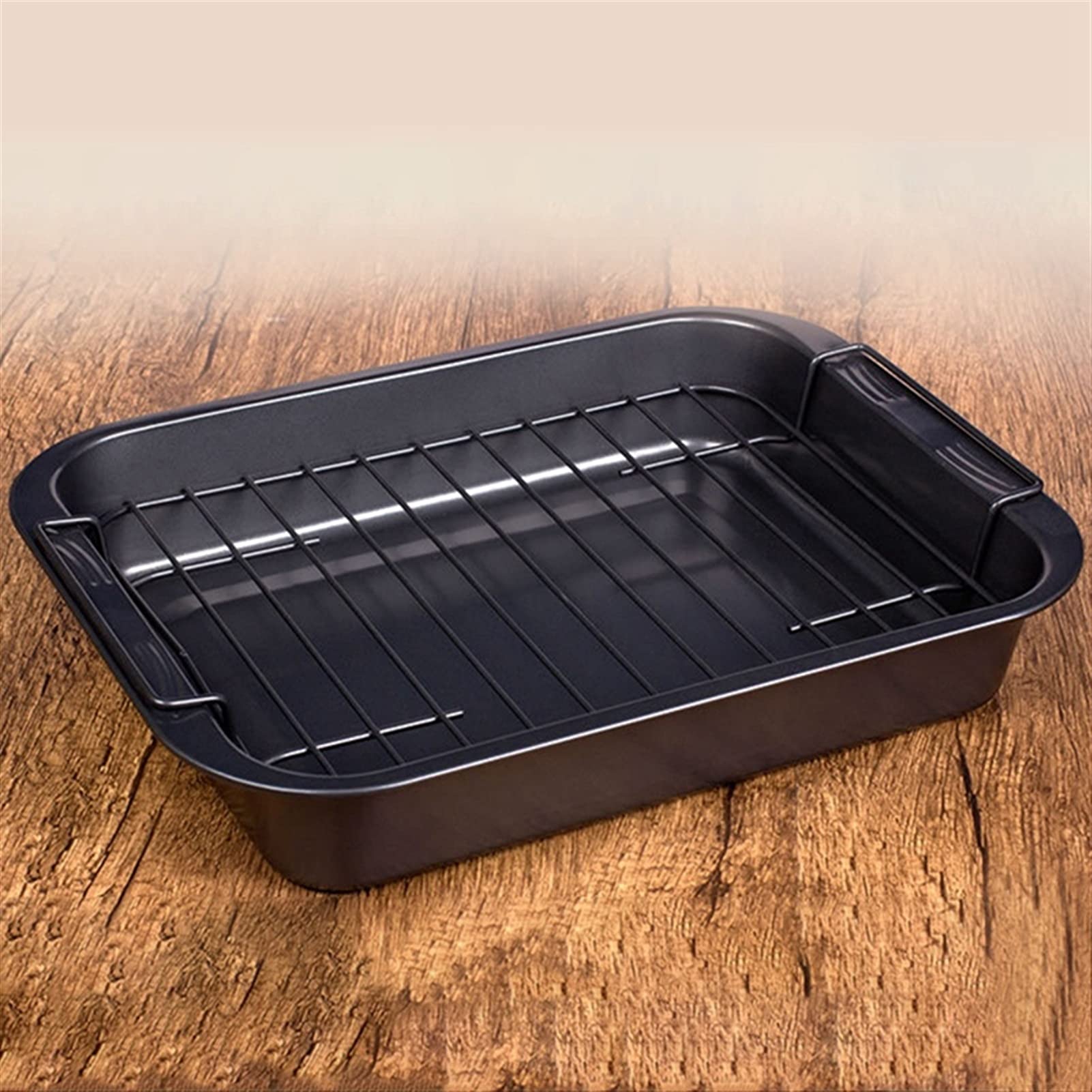 ACiyD Juego de bandejas para Hornear antiadherentes de Acero al Carbono con Rejilla de enfriamiento Bandeja para Hornear Bandeja para Hornear (Color : Black) (Black)