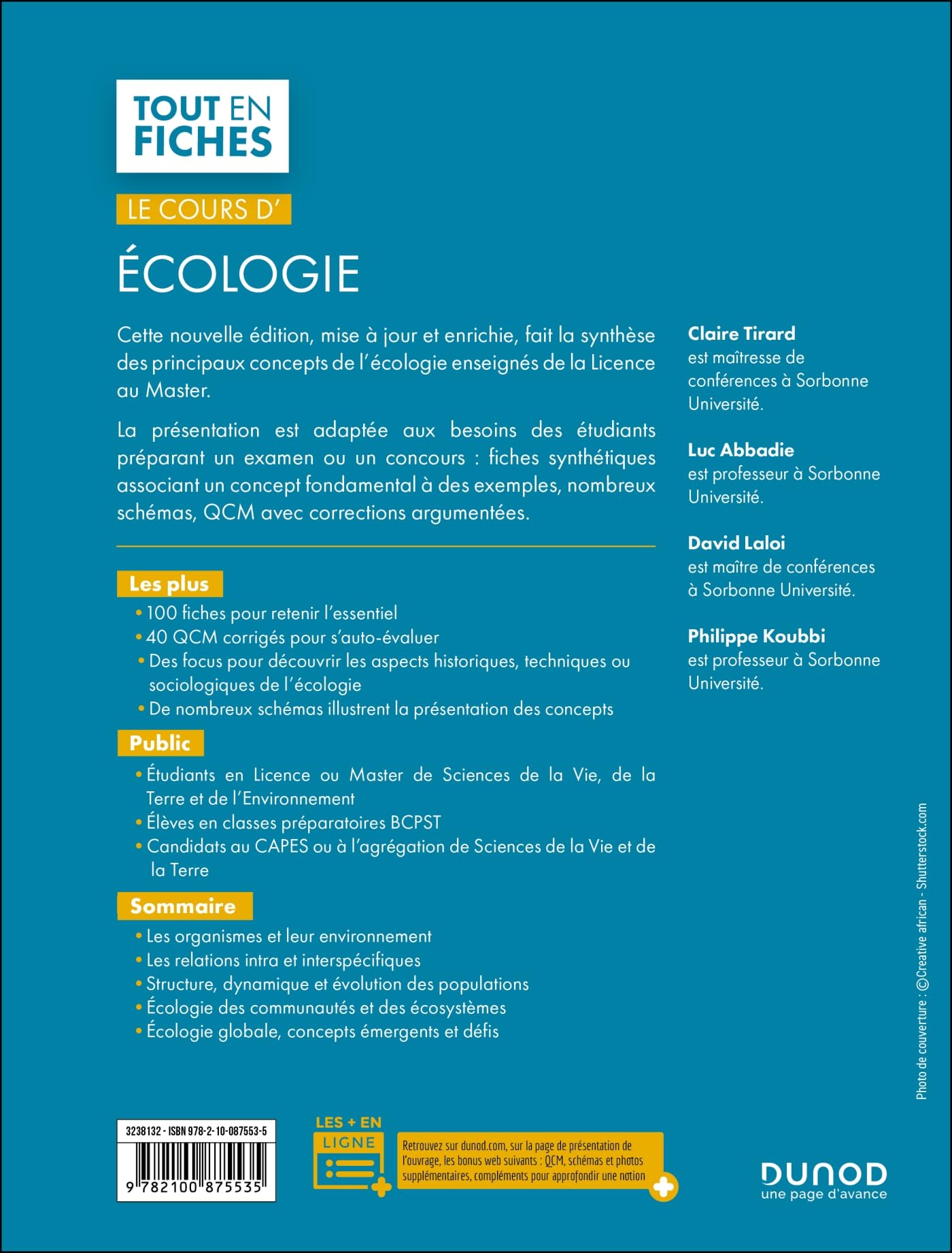 Le cours d'écologie - 2e éd.: Fiches de cours, questions de révision et bonus web