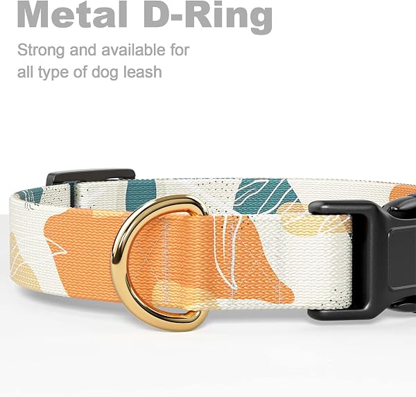 Rnivvi Dog Collar, Personalized Adjustable Dog Collar for Large Dogs, Cute Boho Puppy Collar for Boy and Girl Dogs, Soft Pet Collars with Quick Release Buckle for Walking Running, Abstract Leaves - 5