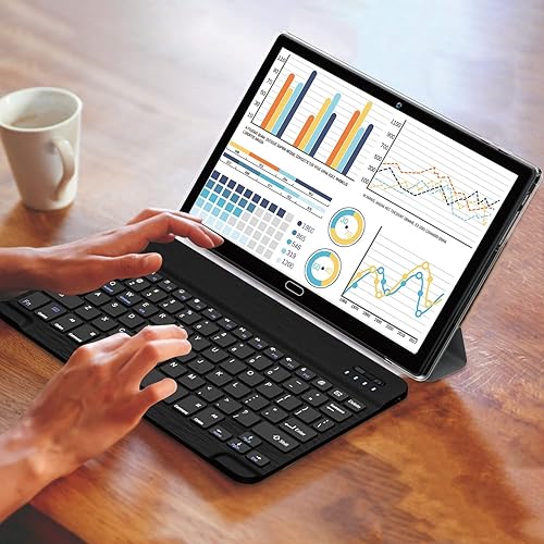 Vista 7 de Tableta Android 13 de 10 pulgadas, tableta 2 en 1 con 4+64/512 GB de almacenamiento Octa-Core, compatible con tarjeta SIM dual 4G con teclado