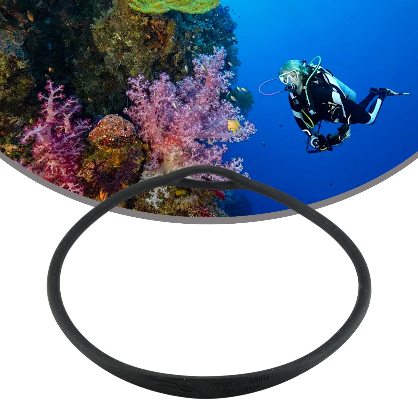 Collana in silicone con regolatore per immersioni subacquee, collare elastico per fase secondaria, comodo fermo per ingranaggi nero, 76 cm, giallo