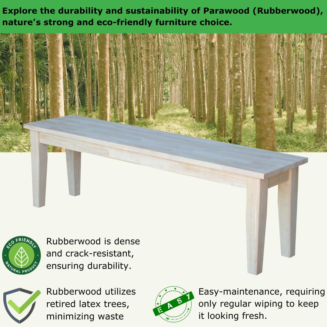 International Concepts Shaker Style Bench Unfinished
