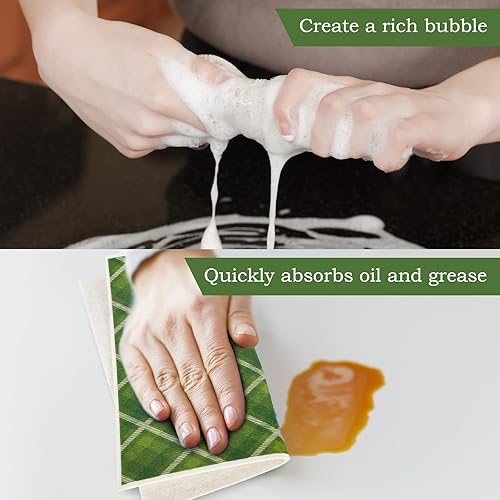 Miniatura 6 de AnyDesign Paño de cocina sueco para el día de San Patricio a cuadros de trébol verde toalla de cocina de algodón absorbente paños de limpieza